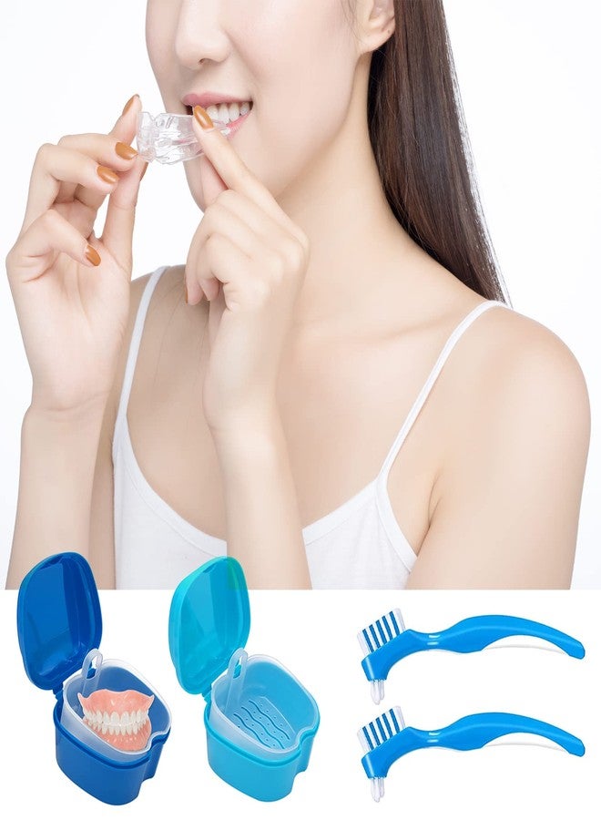 Geodurn Denture Cleaner Box and Brush Set - 2 Pack Denture Bath Case with Basket + 2 Pack Denture Brushes, Portable Denture Retainer Storage Box, False Teeth Brushes for Oral Care - Image 5